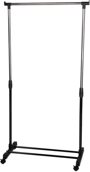 Alpina kledingrek met wieltjes - kleding rek hoogte verstelbaar 93 - 158cm - mobiele kledingstang - zwart