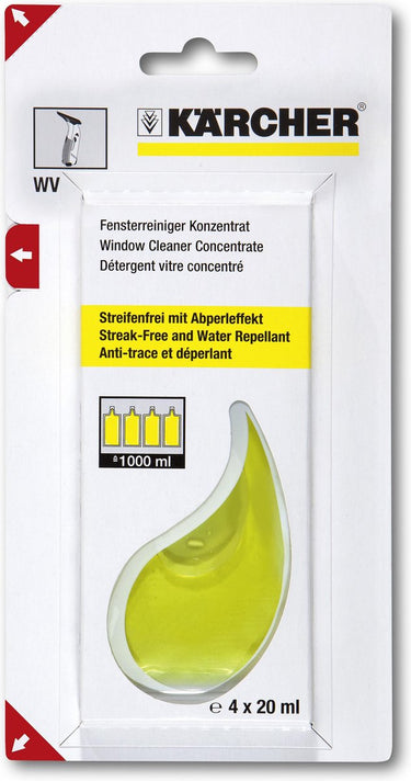 Kärcher window vac ruitenreinigingsconcentraat rm 503, 4 x 20 ml - streepvrij resultaat - vuilafstotende werking