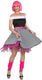 Espa funny fashion - rock roll kostuum - rockn roll rok zwart witte blokjes vrouw - roze - one size - carnavalskleding - verkleedkleding