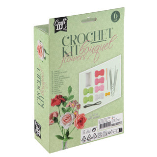Creative craft group haakset bloemen boeket roze 21x16x5cm | 2 stuks