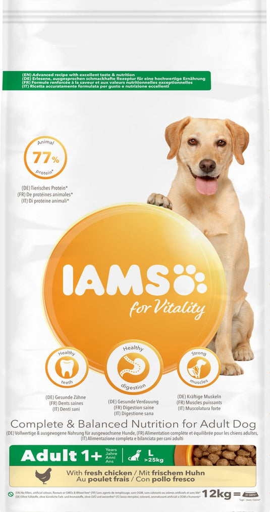 Iams dog adult large kip - 1 tot 7 jaar - hondenvoer - 12 kg