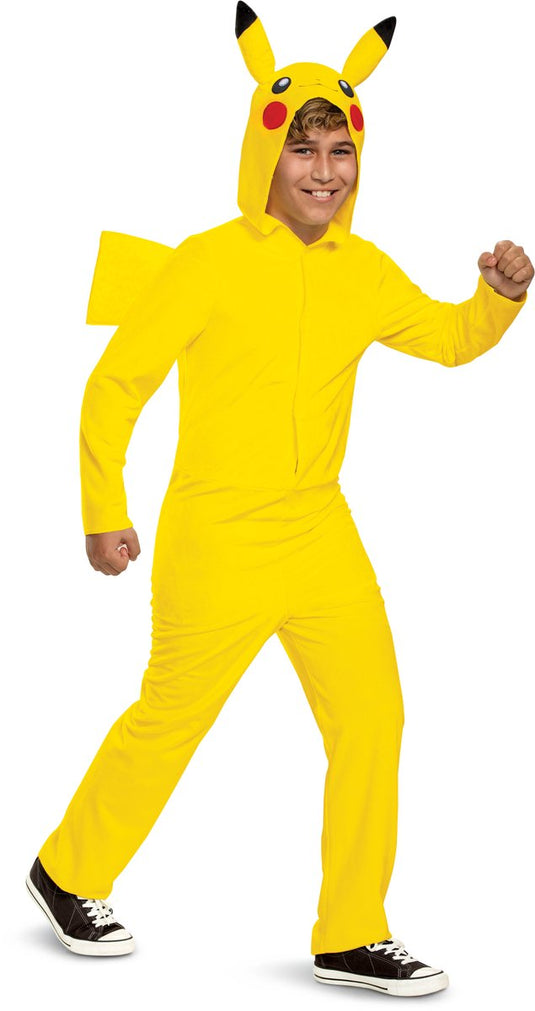 Disguise pokémon, pikachu jumpsuit met capuchon deluxe, maat s (4-6 jaar)