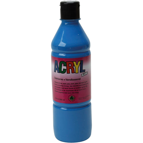 Acryl verf, primair blauw, 500 ml 1 fles