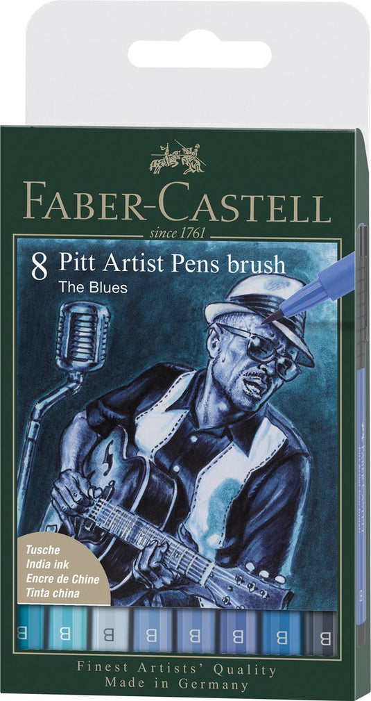 Faber-castell tekenstift - pitt artist pen - 8-delig - blues - fc-167173