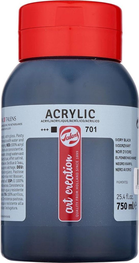 Talens art creation acrylverf pot 750 ml ivoorzwart 701