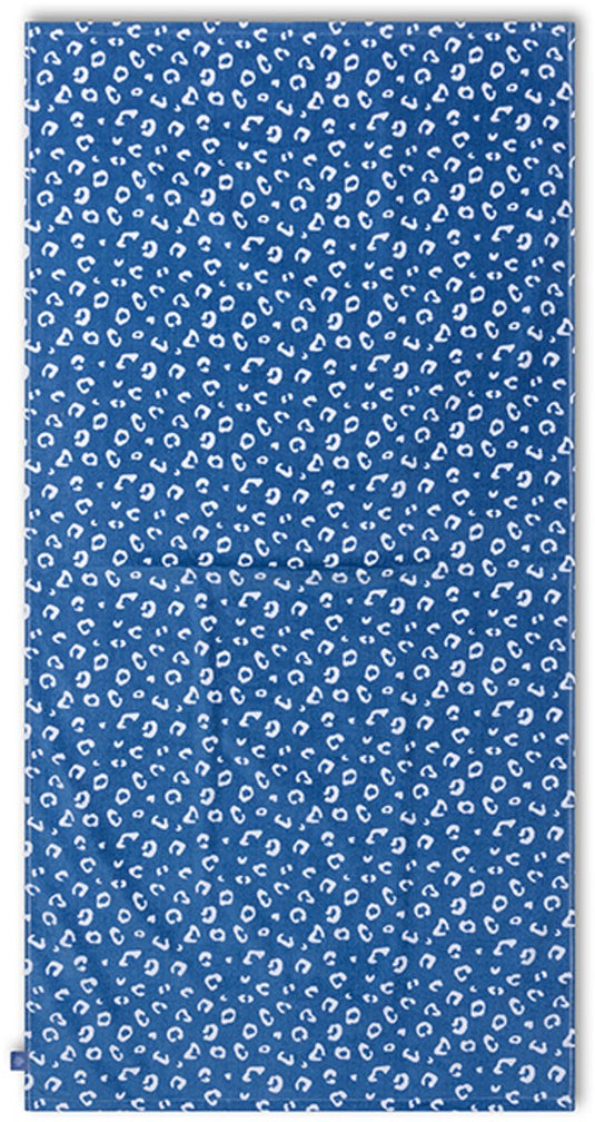 Swim essentials - strandlaken - 135 x 65 cm- handdoek - luipaardprint - 100% katoen - blauw
