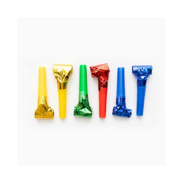 Globos roltongen fluitjes metallic zakje a 6 stuks