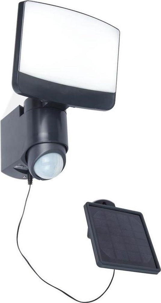 Lutec sunshine - led wandlamp met sensor en zonnepaneel - donkergrijs