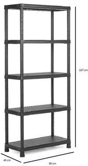 Keter kunststof stellingkast plus - opbergrek - 80x40x187cm - zwart
