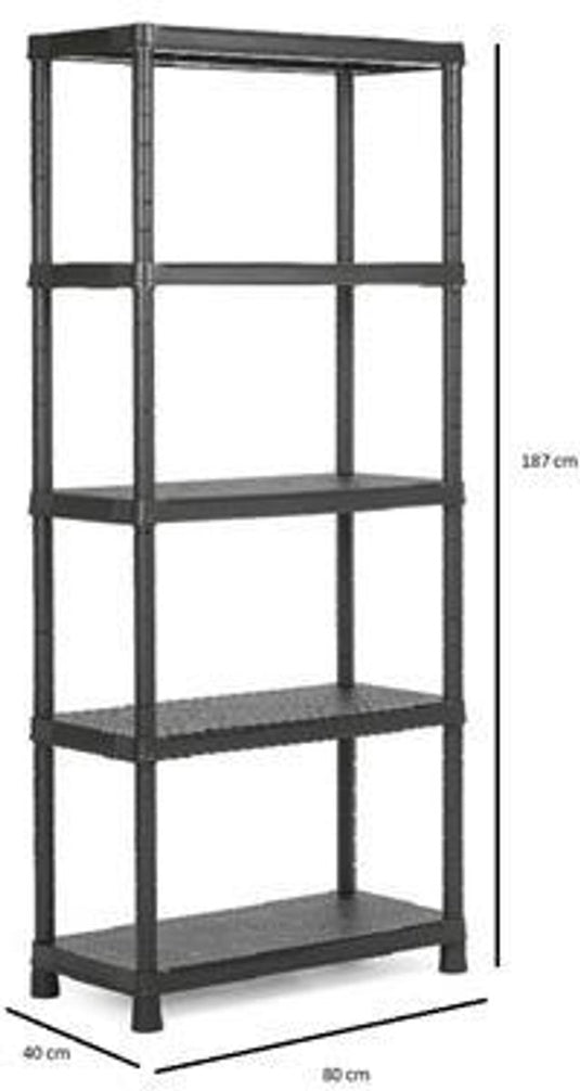 Keter kunststof stellingkast plus - opbergrek - 80x40x187cm - zwart