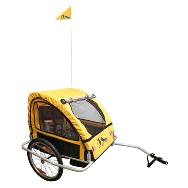 M-Wave Kinder Fietsaanhangwagen - Vouwbaar, 20 Wielen, Reflectoren, Regenbescherming, Blauw