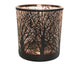 Decoris theelichthouder boom glas zwart 8cm
