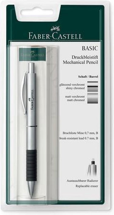Faber-castell vulpotlood - basic - metal mat chroom - op blister - fc-138478