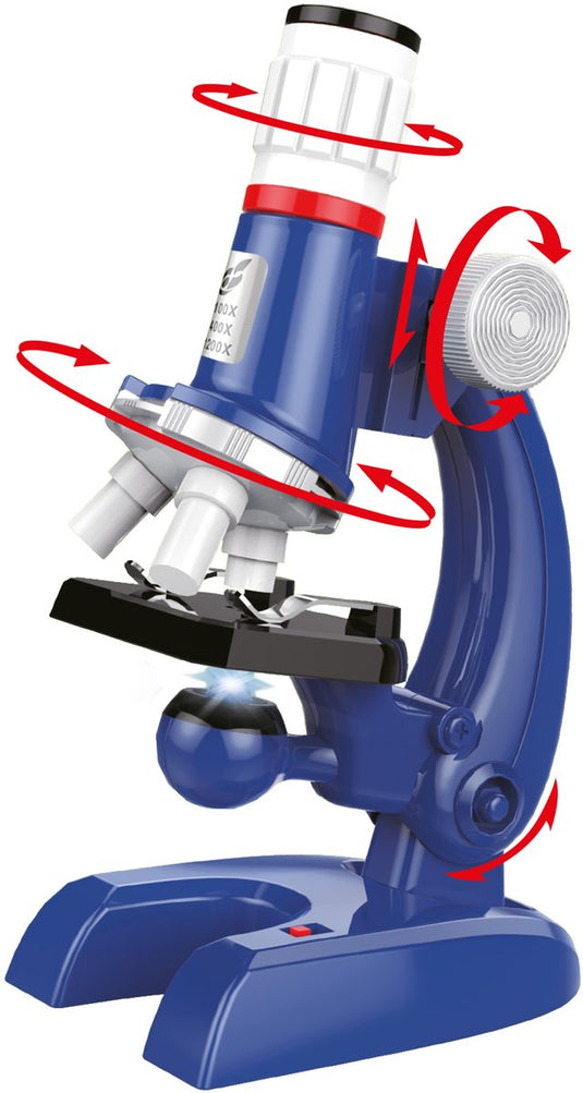 Science -microscoop 1200× op batterijen
