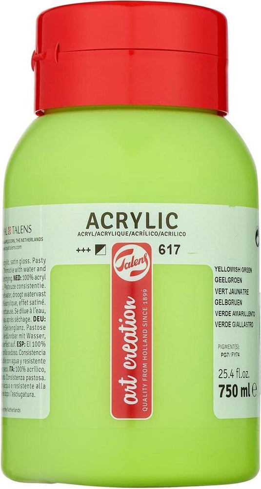 Talens art creation acrylverf pot 750 ml geelgroen 617