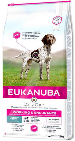Eukanuba working endurance - droog hondenvoer - 15 kg - volledig diervoeder