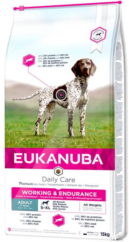 Eukanuba working endurance - droog hondenvoer - 15 kg - volledig diervoeder