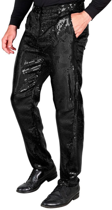 Widmann shiney pailletten broek zwart man