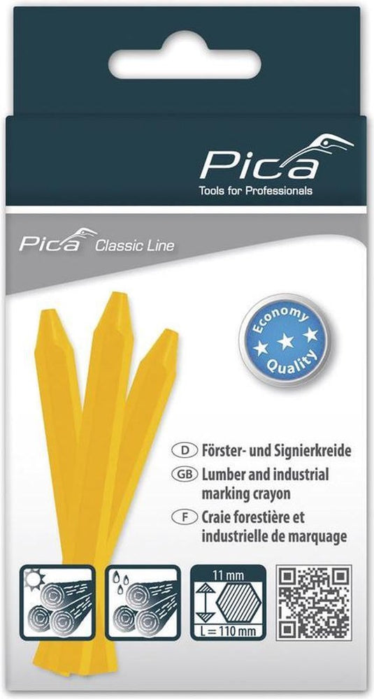 Pica 591 44 markeerkrijt eco - 11x110mm - 12 stuks - geel
