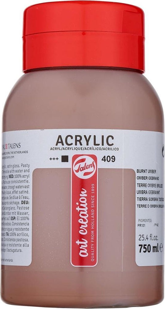 Talens art creation acrylverf pot 750 ml omber gebrand 409