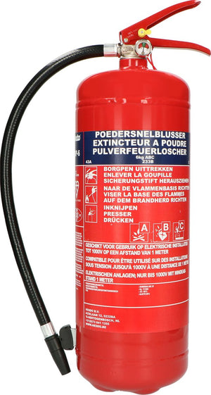 Alecto bp-6 brandblusser - poederblusser 6 kilogram - brandklasse abc - inclusief ophangbeugel