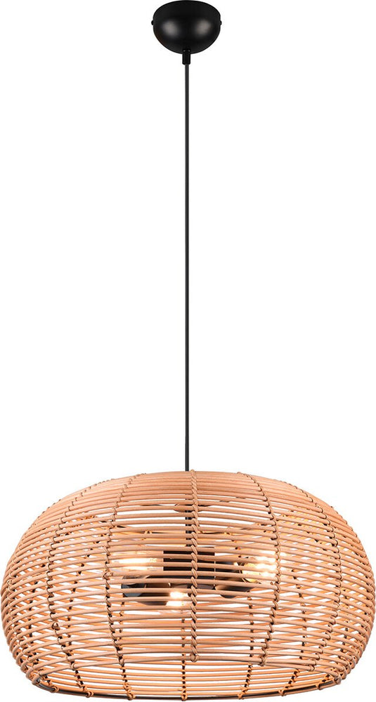 Trio inga - hanglamp - natuurlijk - rotan - excl. 3x e27 4w