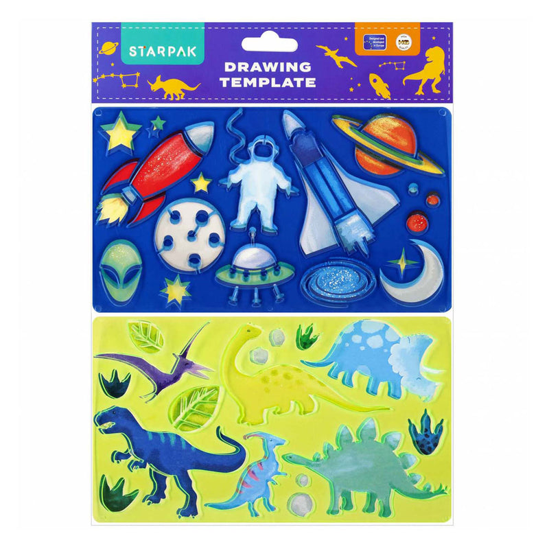 Load image into Gallery viewer, Tekensjabloon dinosaurussen, kosmos
