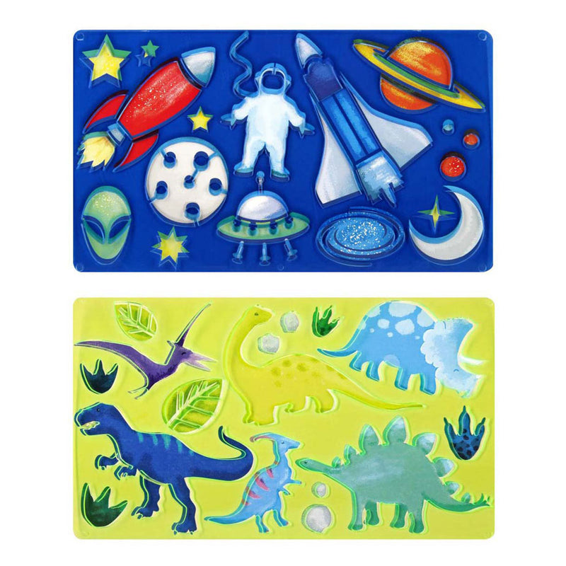 Load image into Gallery viewer, Tekensjabloon dinosaurussen, kosmos
