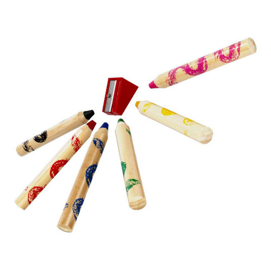 Jumbo potloodkrijtjes, 6st. + puntenslijper