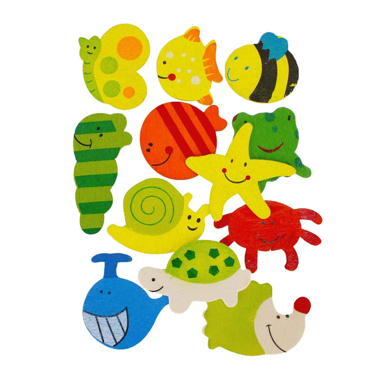 Load image into Gallery viewer, Houten magneet dieren 40mm, 12st.
