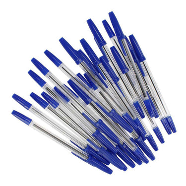 Balpen met dop blauw, 50st.