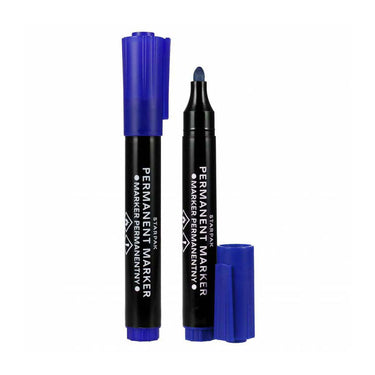 Permanent stift rond blauw, 12st.