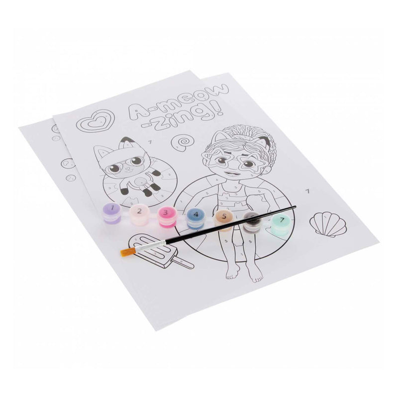Load image into Gallery viewer, Gabby's poppenhuis - schilderen op nummer - incl. 7 kleuren verf en penseel
