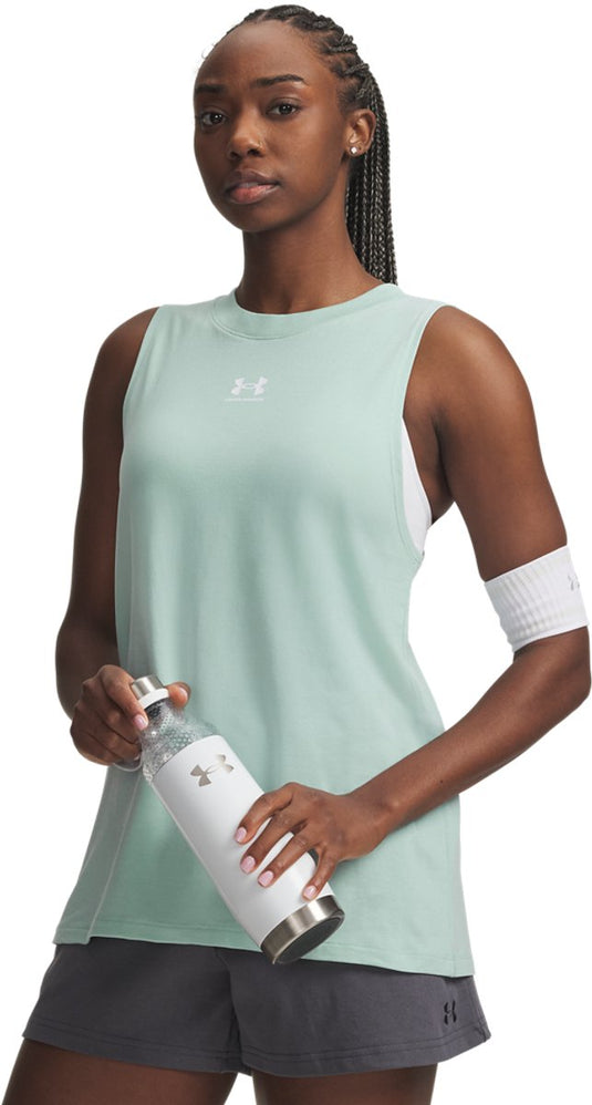 Under armour ua rival muscle tank-blu dames sportshirt - blauw