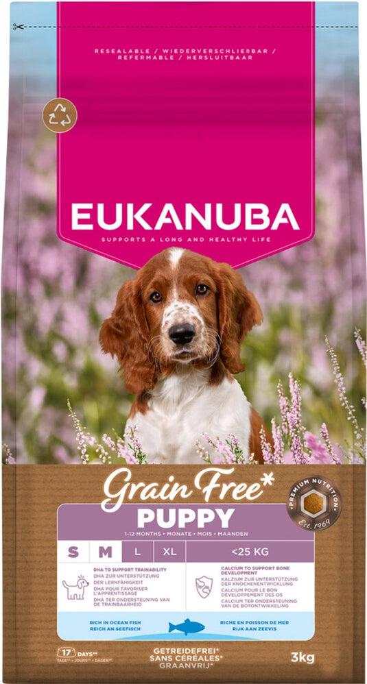 Eukanuba grain free puppy small medium breed zeevis - hondenvoer - 3 kg