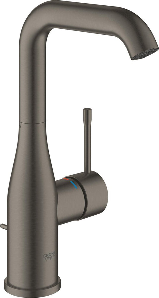Grohe essence new wastafelkraan - hoge draaibare uitloop - met trekwaste - hard graphite geborsteld (mat antraciet)- waterbesparend