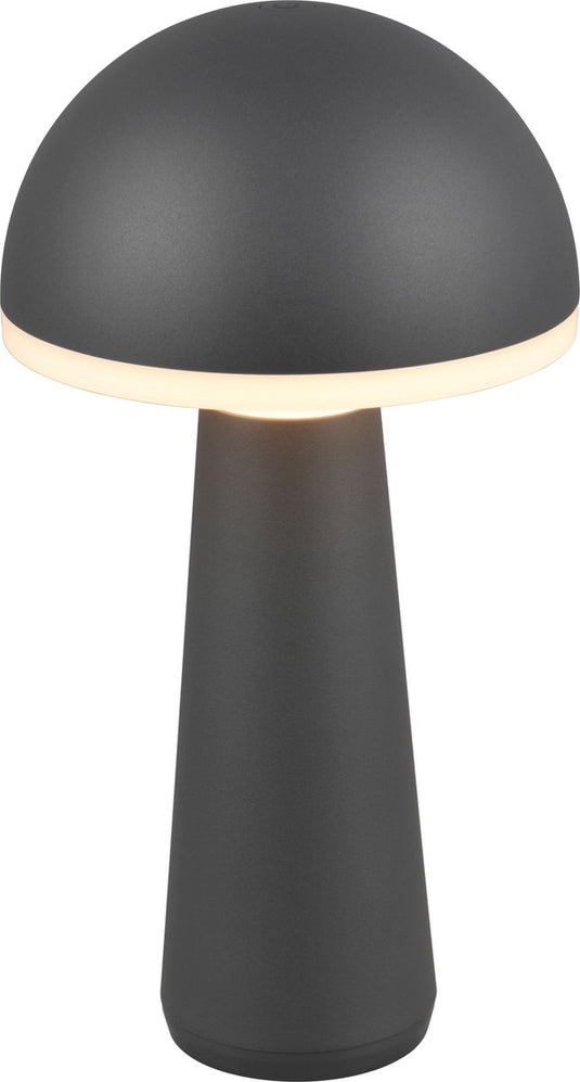 Rl live your light reality fungo - tafellamp - antraciet - incl. 1x smd 2w - aanpasbare lichtkleur - traploos dimmbaar - oplaadbaar - snoerloos - buitenverlichting - ip54