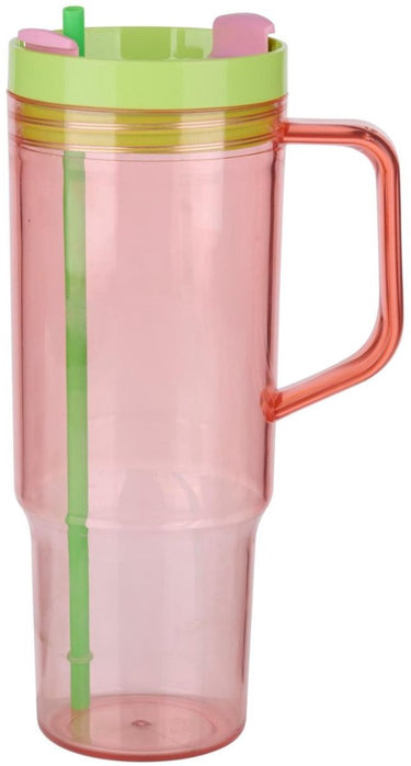 Alpina beker met rietje en handvat 1,2 liter – tumbler – roze