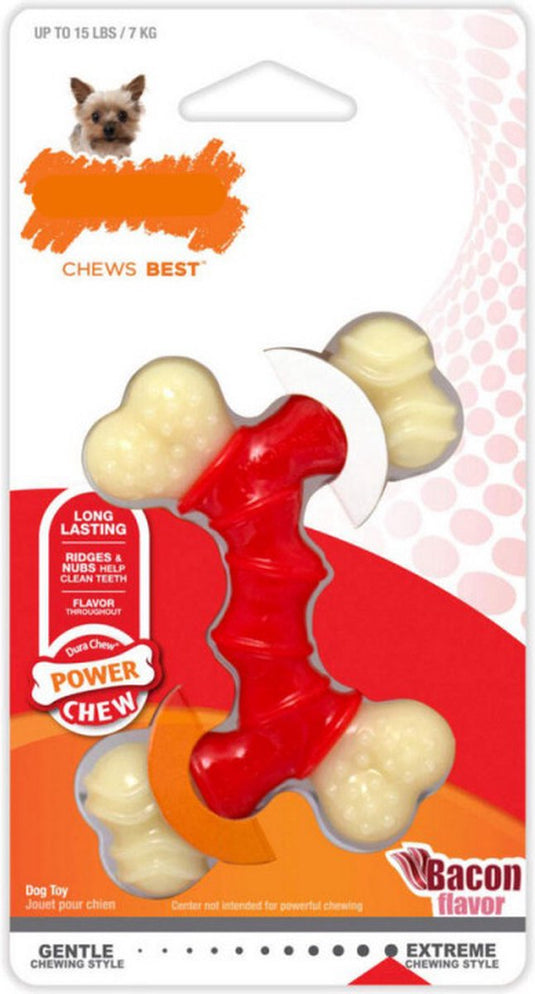 Nylabone extreme dubbel kauwbot met baconsmaak - voor de krachtigste kauwers - xs m xl - x-small