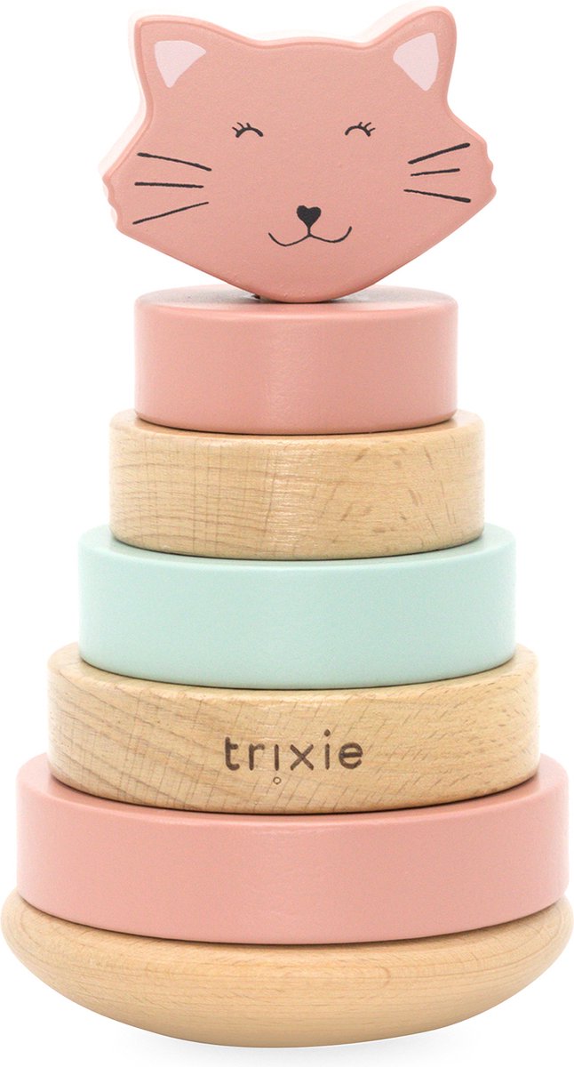 Load image into Gallery viewer, Trixie houten stapeltoren - mrs. cat - houten stacking toy - educatief speelgoed - voor jongens meisjes - kat
