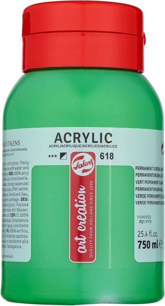 Talens art creation acrylverf pot 750 ml permanentgroen licht 618
