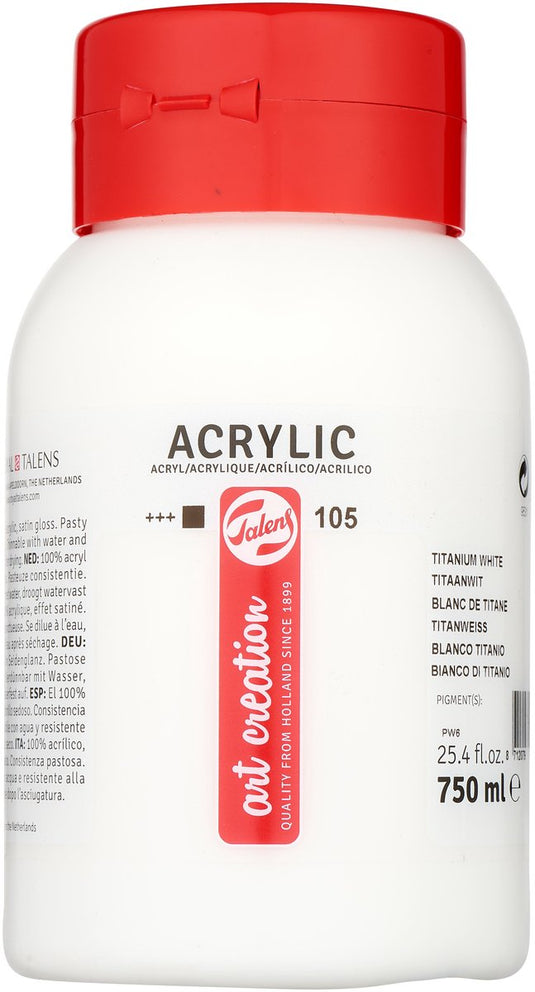 Talens art creation acrylverf pot 750 ml titaanwit 105