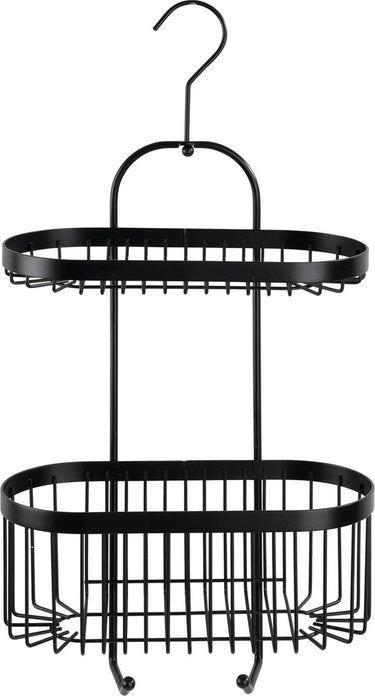 Wenko doucherek 2-laags classic plus black mat zwart 26x47cm - zonder boren - doucherekje hangend - douchemand - douchecaddy ophangbaar
