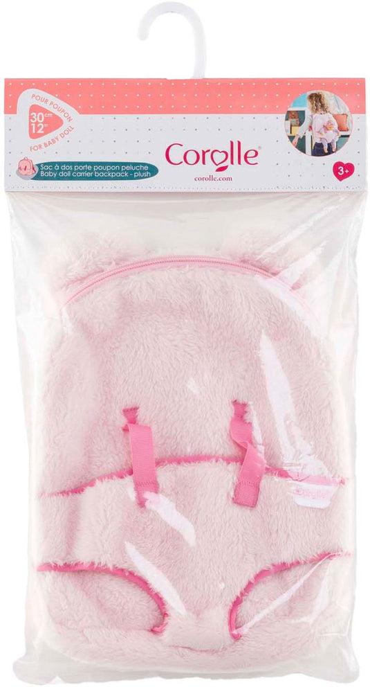 Corolle poppen draagrugzak roze pluche 30cm babypop accessoire.