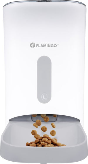 Flamingo automatische voerbar hond en kat – voederautomaat – met timerfunctie – 4,5l – model odion – wit