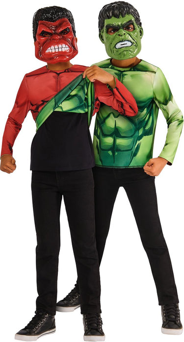 Rubies reversible hulk kinder kostuum 3-delig maat 122-128