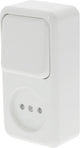 Q-link - wandcontactdoos - opbouw - 1-voudig stopcontact - 1-voudig wisselschakelaar - kinderbeveiliging - polarwit