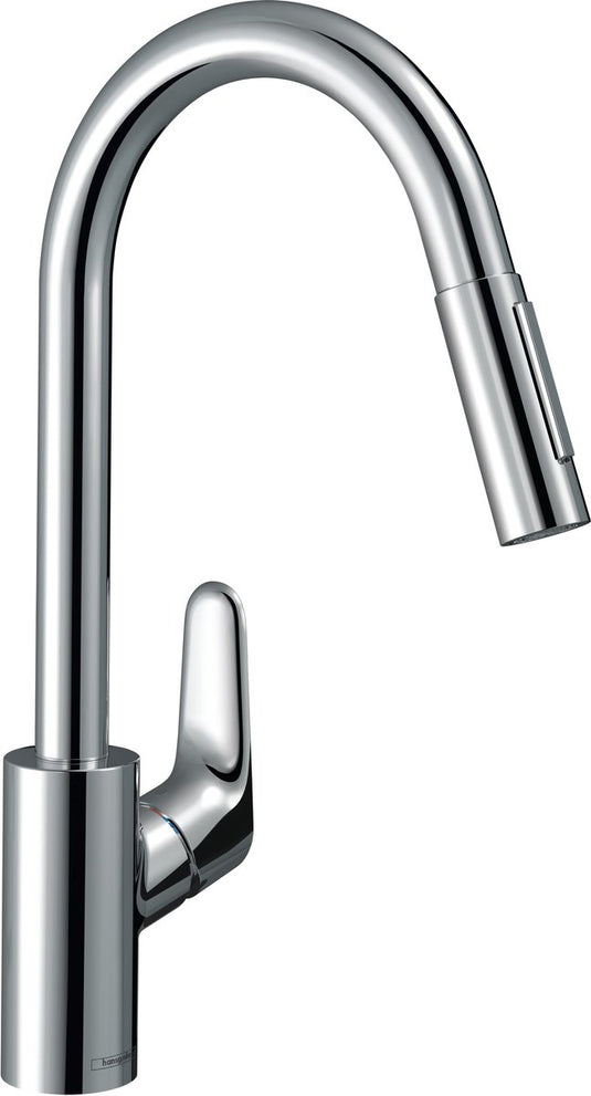 Hansgrohe focus m41 - keukenmengkraan - ééngreeps bediening - 240mm - uittrekbare vuistdouche - chroom - 2 straalsoorten