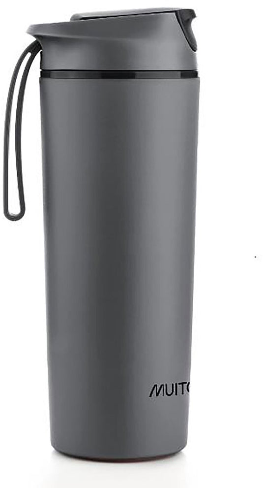 Muitomas never fall down waterfles - anti-val zuignapsysteem - antislipgreep - thermische constructie - 450ml - zwart