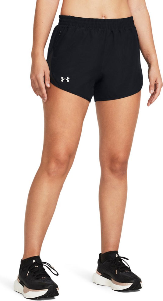 Under armour ua fly by 3'' shorts-blk dames sportbroek - zwart - reflecterend